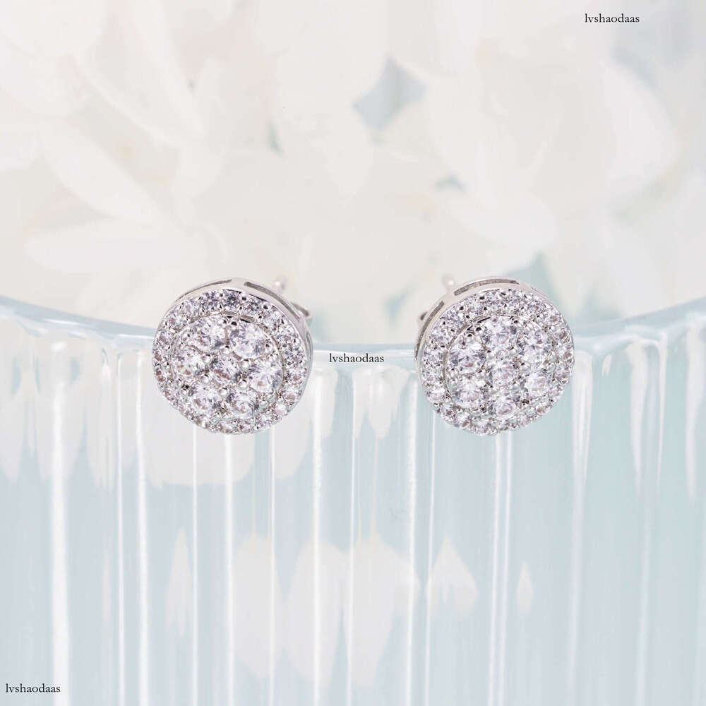 ICED OUT Hip-Hop Sier Gold-Plated 10mm Moissanite Full Inlay Unisex Round Earrings