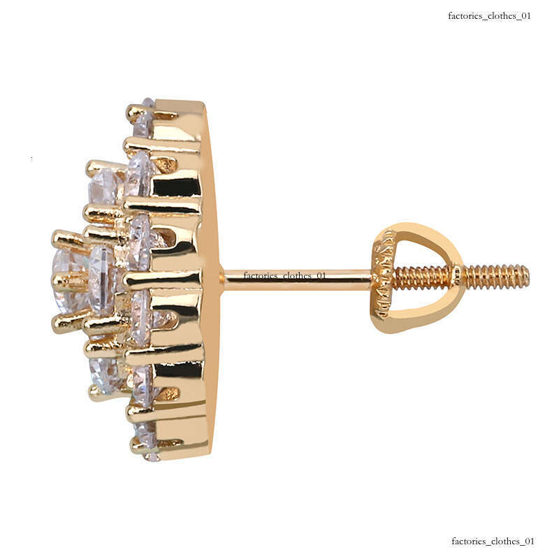 Full Zircon Gold-Plated Earrings Hip-Hop Trendy Ear Gold Jewelry