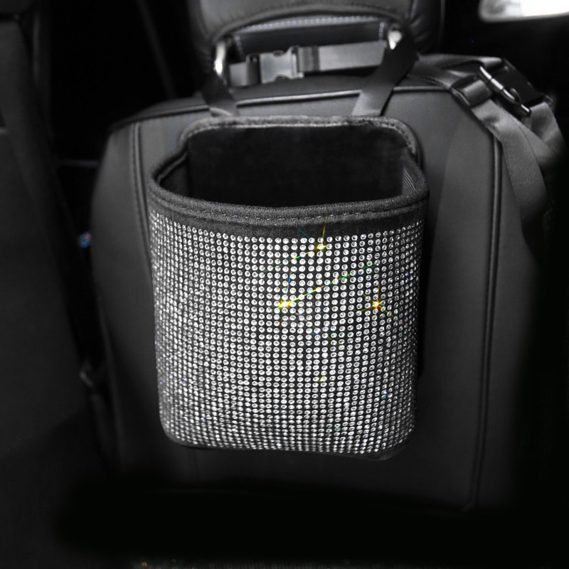 Car-mounted crown-decorated multi-functional storage bag with trash can