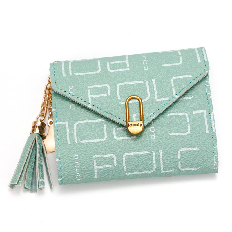 Trendy Letter Luxury Bag Tassel Women's Short Wallet Multi-card Slot Card Holder Small 70% Off ID Holder Women's Money Clip Women's Coi