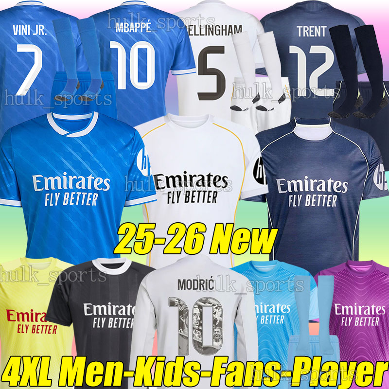 5XL 2025/26 MBAPPE VINI JR 3rd soccer jerseys RODRYGO BELLINGHAM HUIJSEN ENDRICK BRAHIM ARDA GULER RUDIGER TRENT COURTOIS men kids kits socks sets football shirts