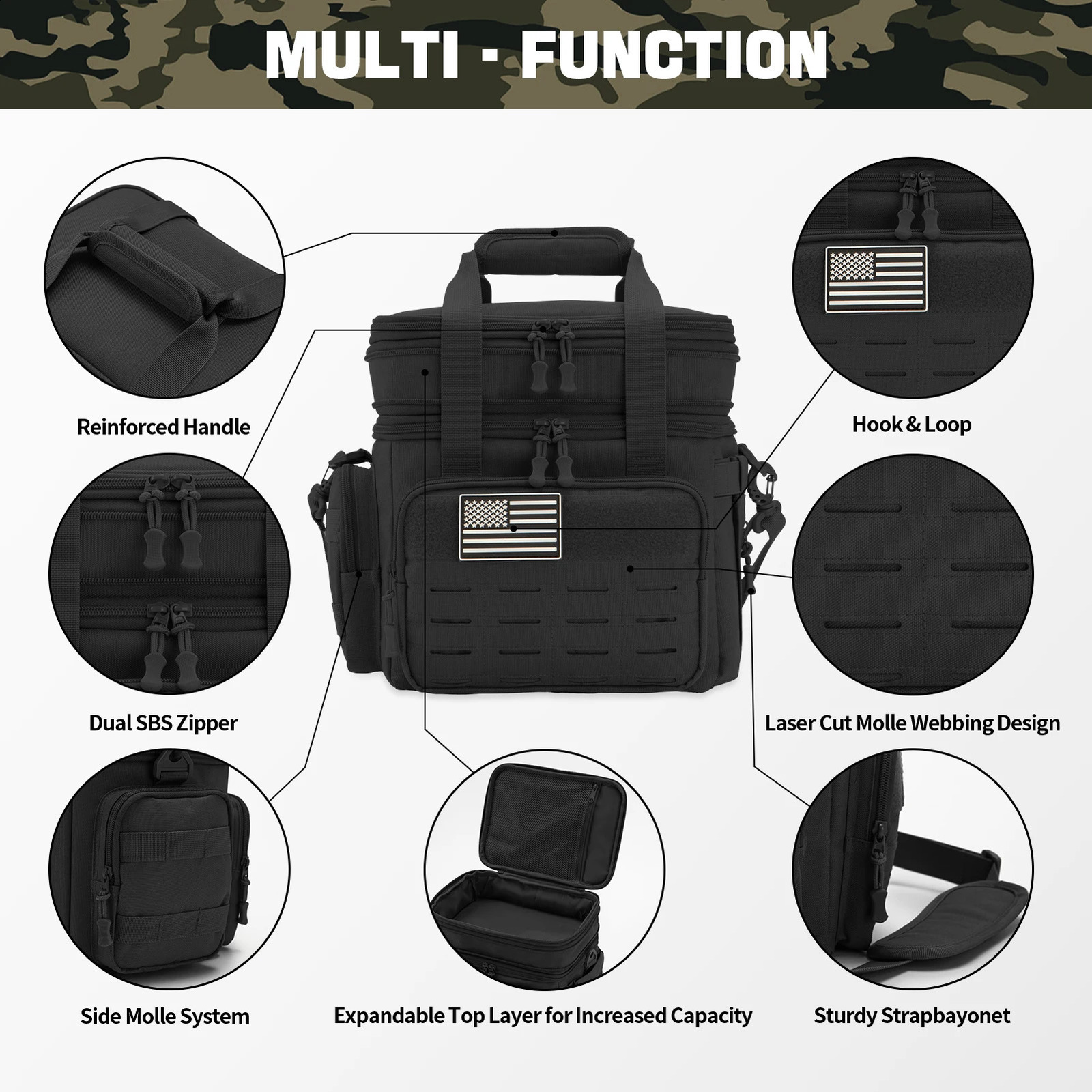 18L Tactical Lunch Box for Men Expandable Heavy Duty Insulated Cooler Bag Leakproof Thermal Bag Work Camping Outdoor Picnic 250804