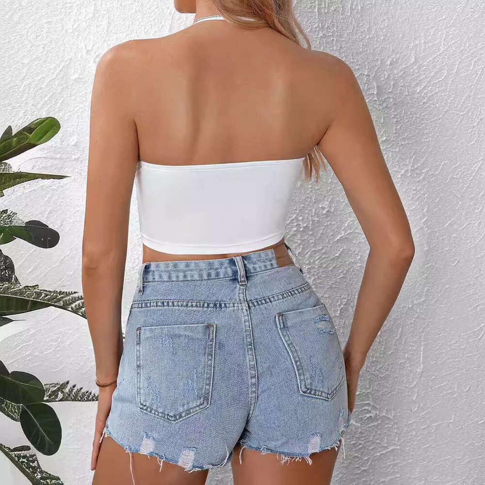 2025 New Women's Deep V-Neck Halter Neck Strap Backless Waist-Cinching Sexy Vest