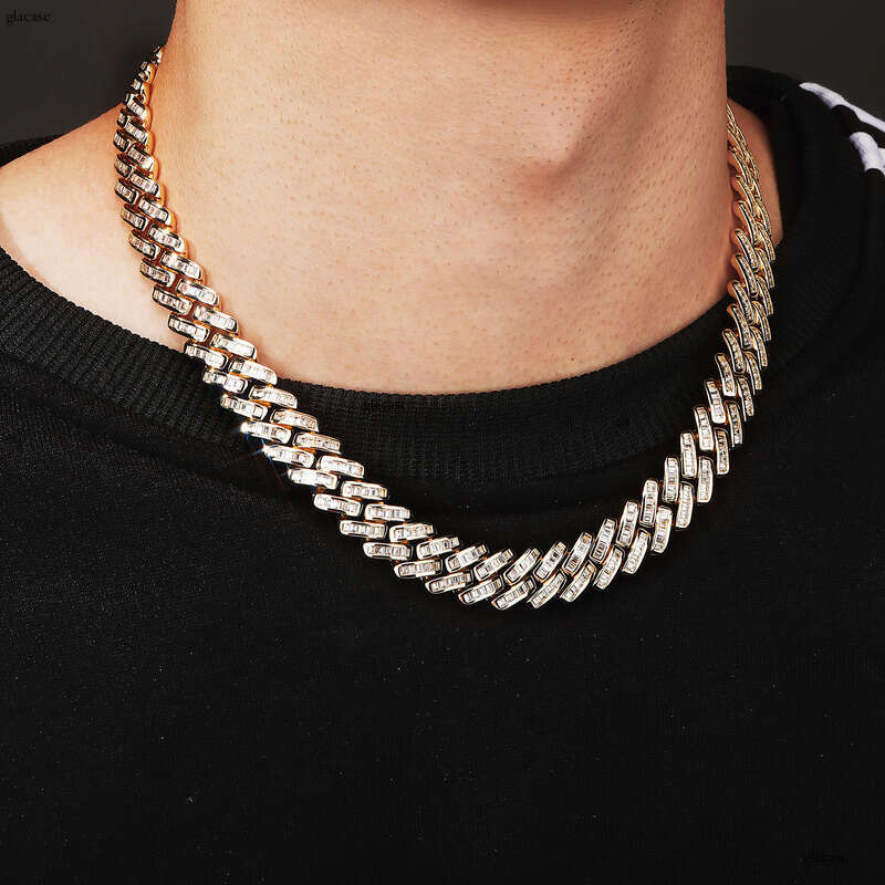 12mm Cuban Necklace for Men and Women, Trendy Ins Hip-Hop Internet Celebrity Clavicle Chain