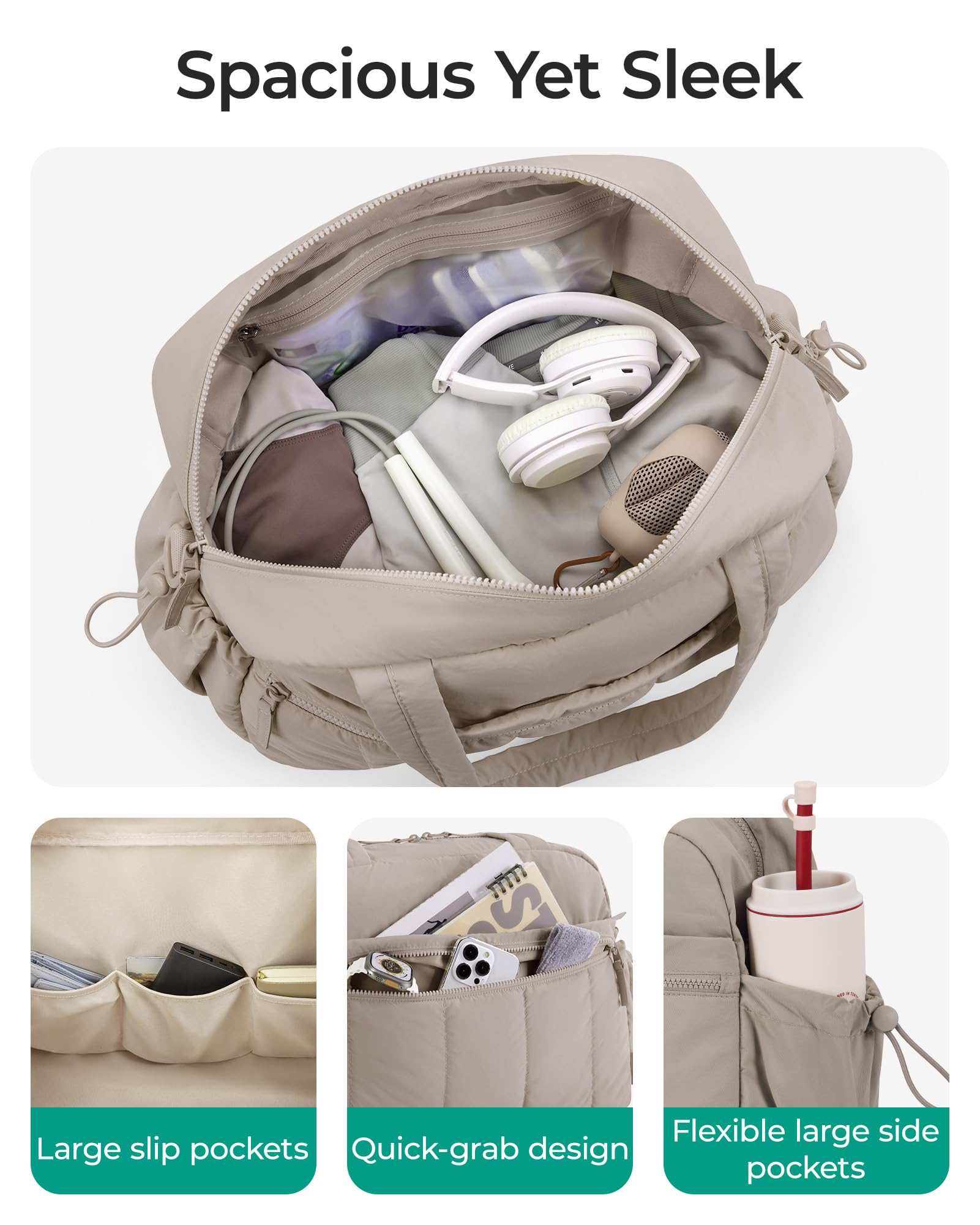Gym Bag for Women, Duffle Bag for Travel with Wet Pocket, Lightweight Carry on Weekender Duffel, Water Resistant