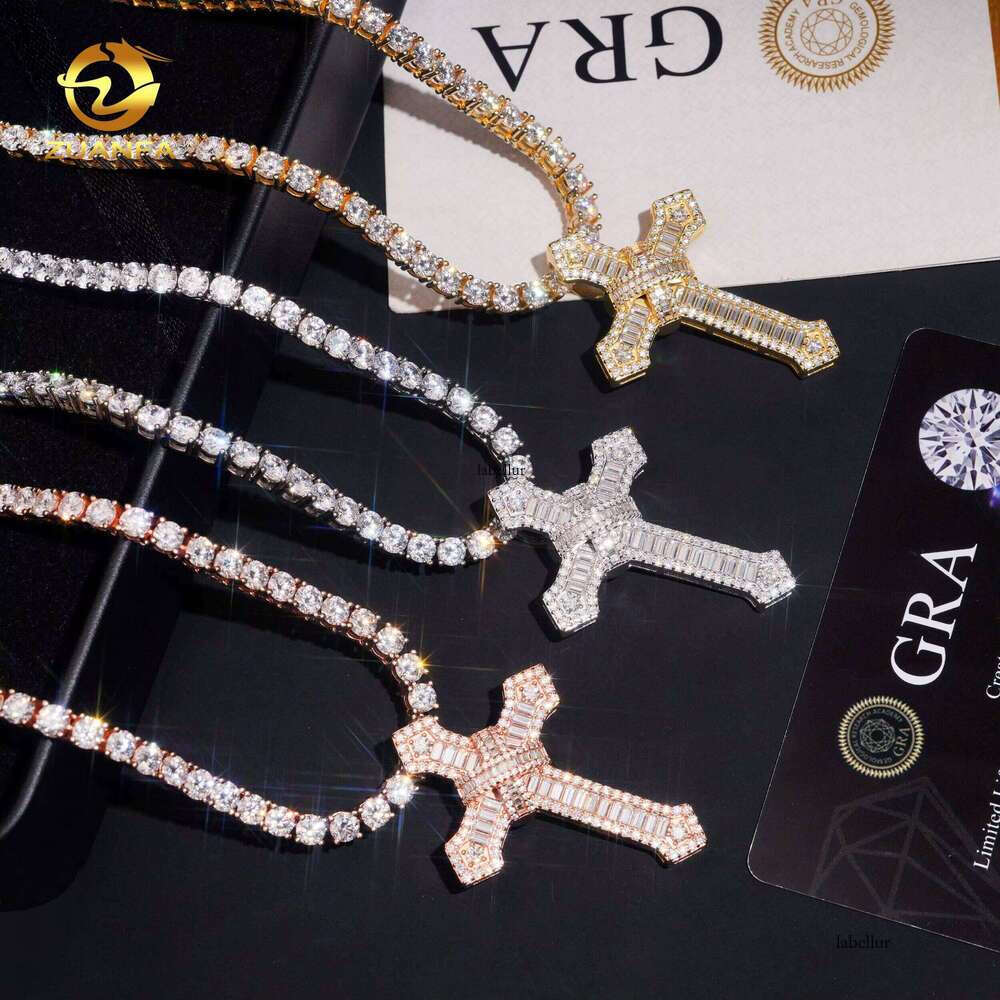RTS Sier Stone Hip-Hop Jewelry Unisex Iced Out Fashion Cross Charm Pendant