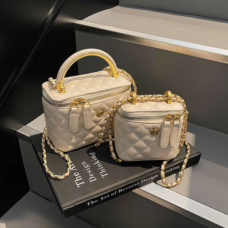 New Handbag for Women Spring Quilted Trendy Chain Bucket Parent-Child Mini Crossbody Makeup Bag