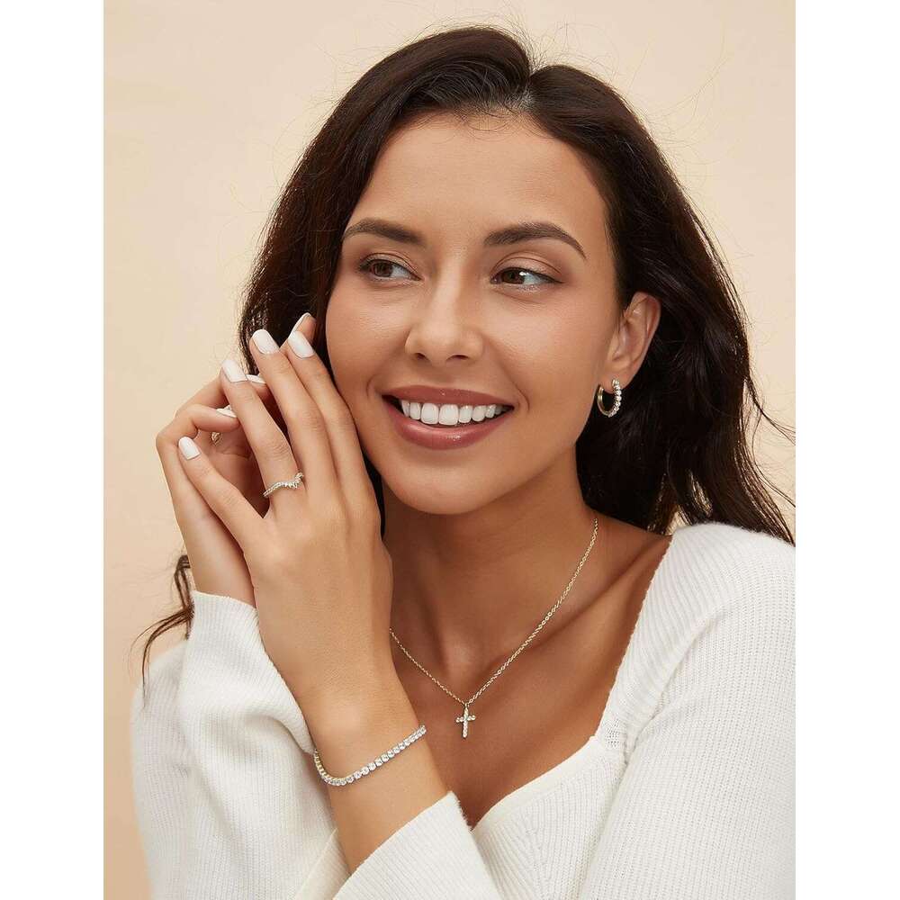 Wedding Bands Women Pear & Round Shaped Stackable Cubic Zirconia Half Eternity CZ Curved Engagement Rings for Her Size 4-12