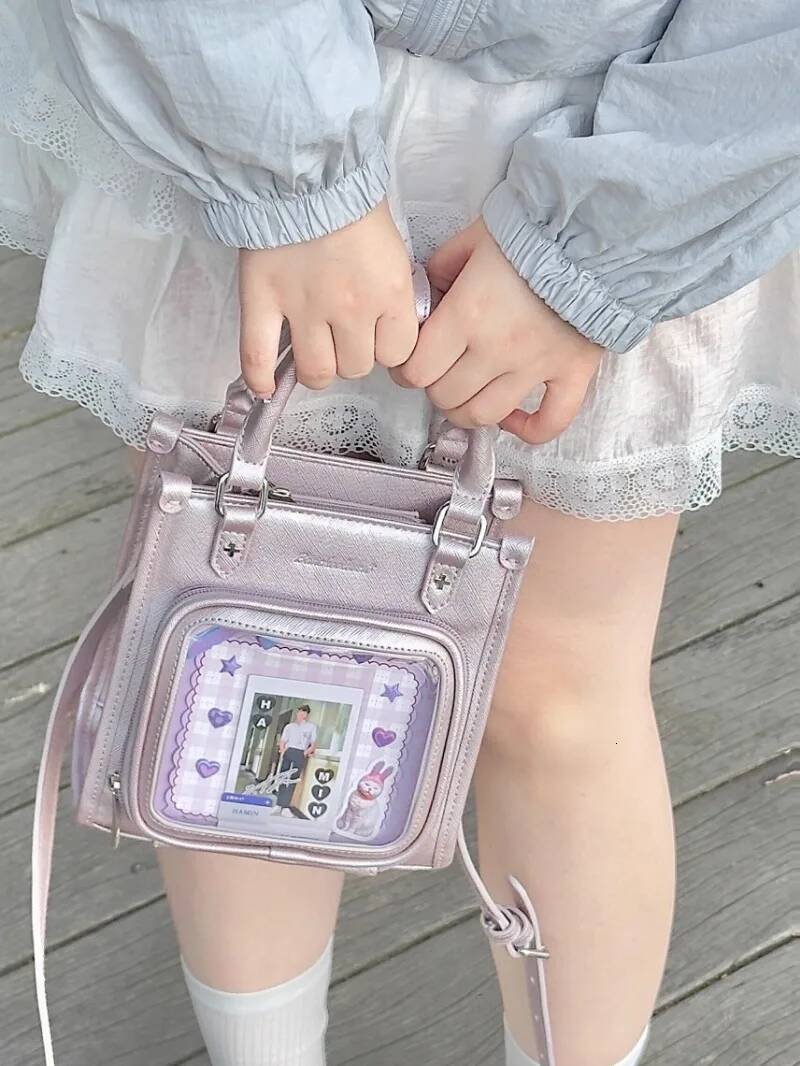 Japanese Cute Ita All Match Transparent Crossbody Bags Women Sweet Solid Candy Color Dispaly Shoulder Bag Bolsas Mujer