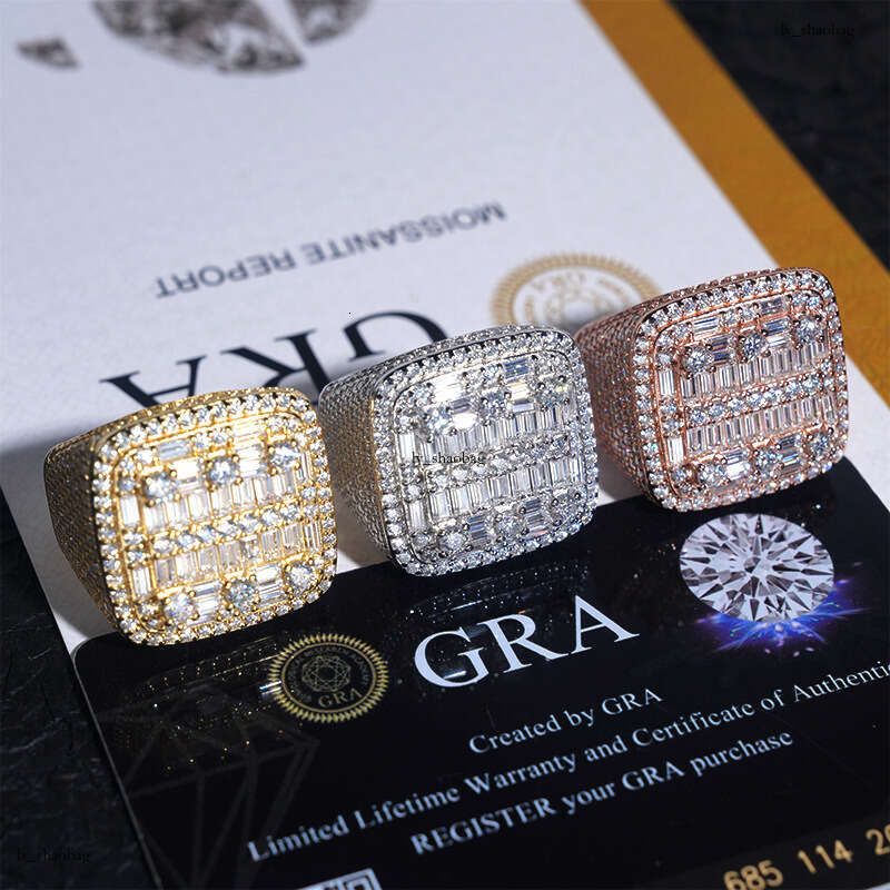 ICED OUT New Silver Irregular Moissanite Unisex Hip-Hop Hot-Selling Ring