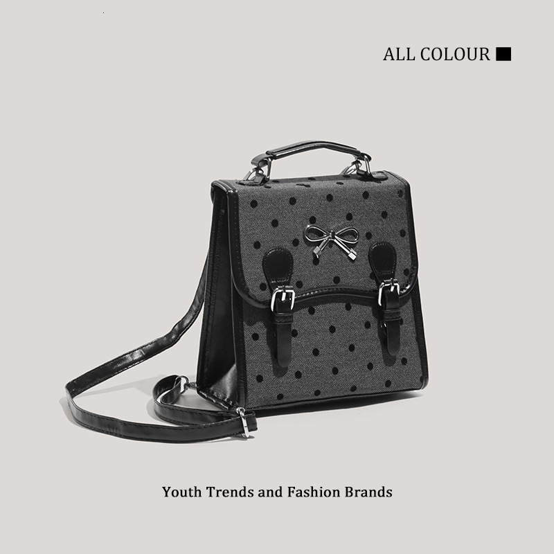 Academy Style Sail Dot Fabric Backpack 2025 New Korean Versatile Travel Casual Bag for Women ddmymoon