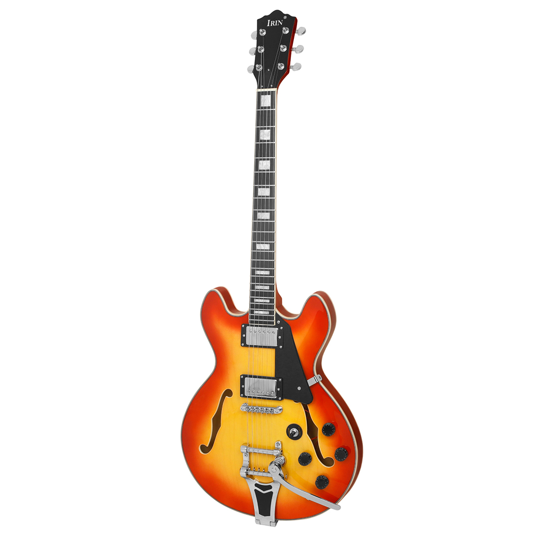 Guitar Electric IRIN JS-520 ODM OEM Classic Top Professional Ashtree Two F Hole 22 Frets 6 String Semi Hollow Body Maple Jazz Electric Guitar
