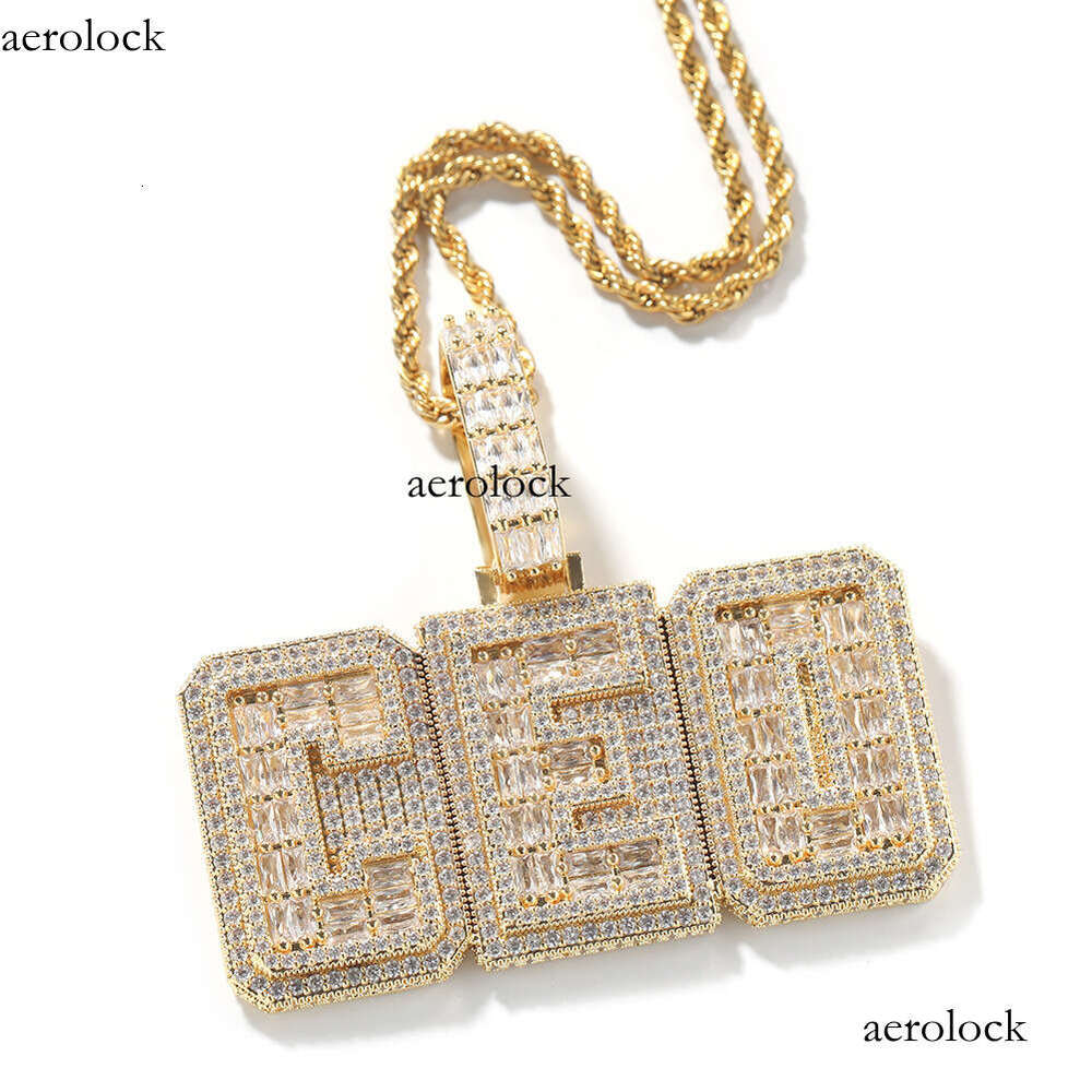 Hip-Hop Rhinestone Sterling Silver Material GUU Letter Pendant Ins Niche Personality Necklace Men's Jewelry