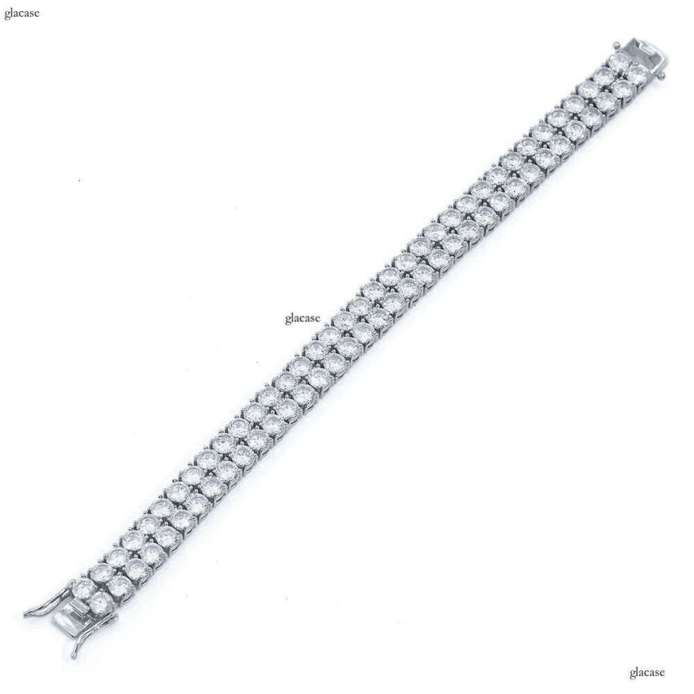 Jewelry Tennis Chain Double Row Zircon Sier Hip Hop Bracelet