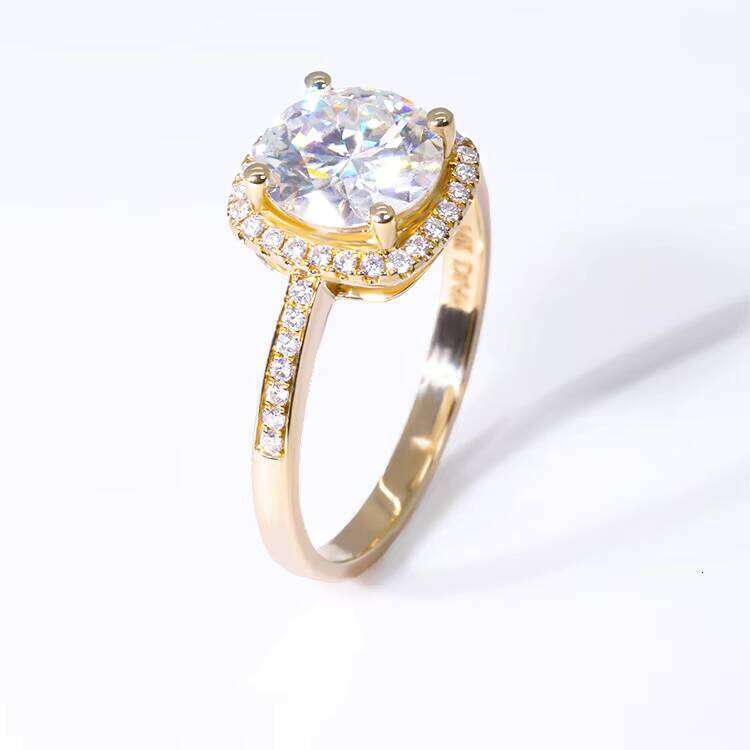 Design Romantic High End 14k Gold halo Half Band 2 CT VVS Moissanite Dia with GRA for Anniversary Ring