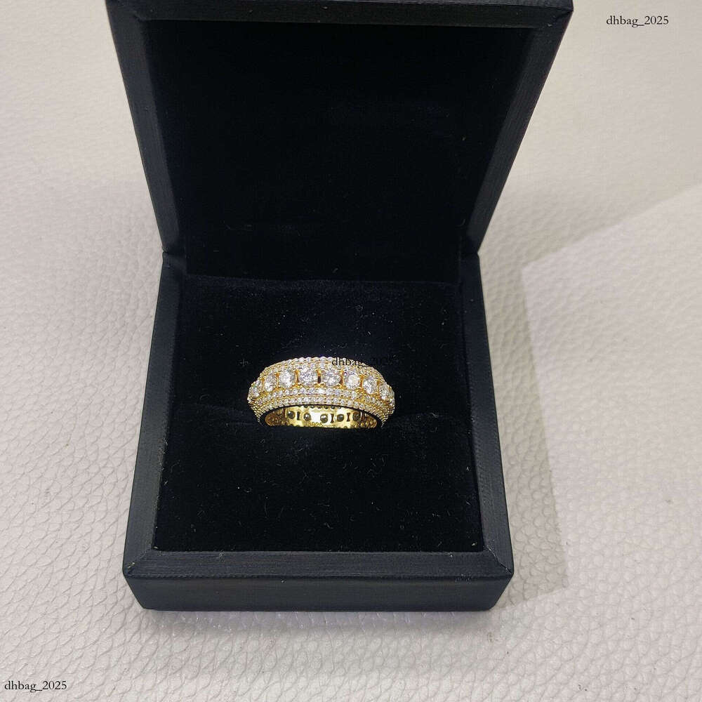 Five Rows Full Inlaid Moissanite Hip Hop Trendy Personality Rotatable Ring
