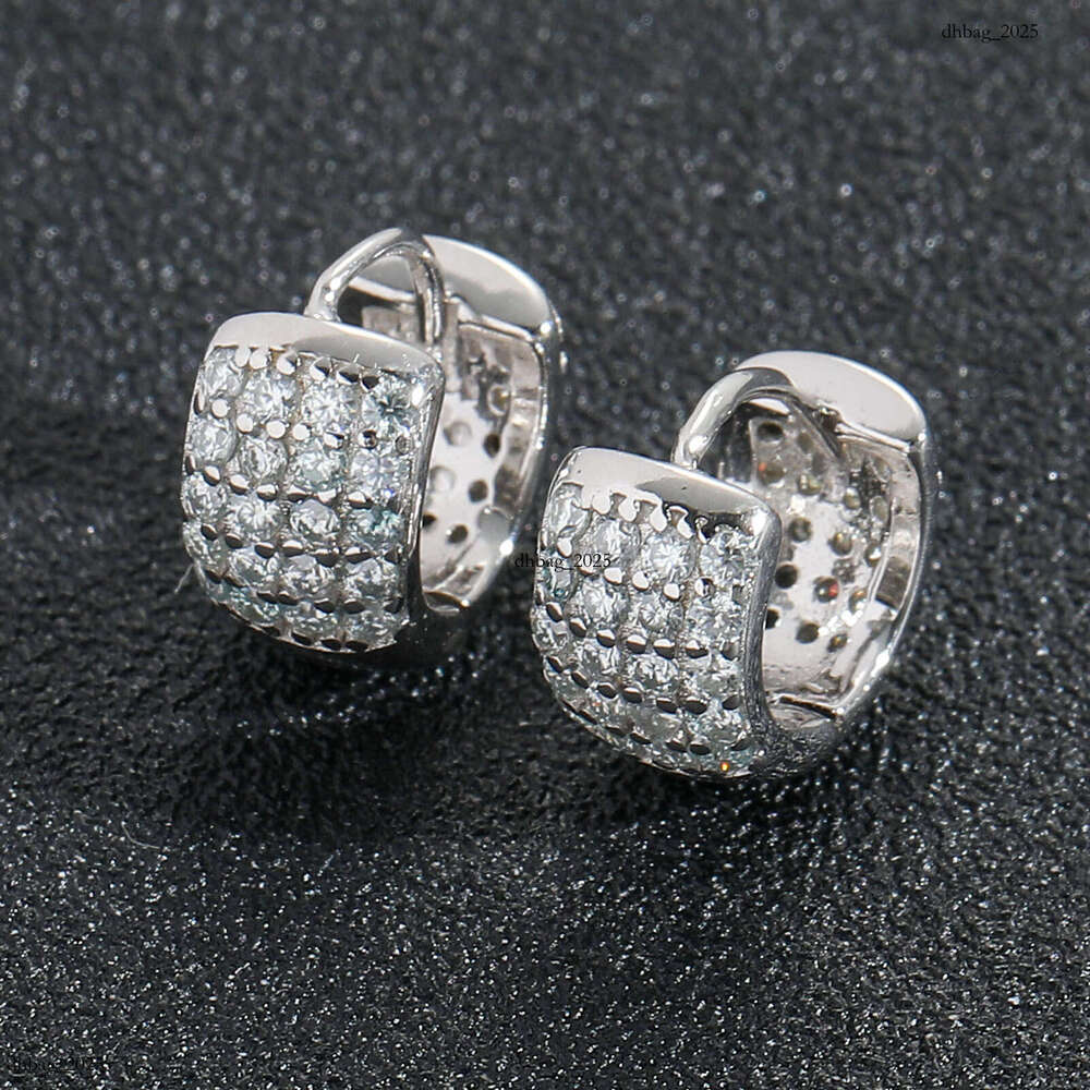Moissanite Full Dia Personality Men's Trendy Hip Hop Sier Jewelry Earrings