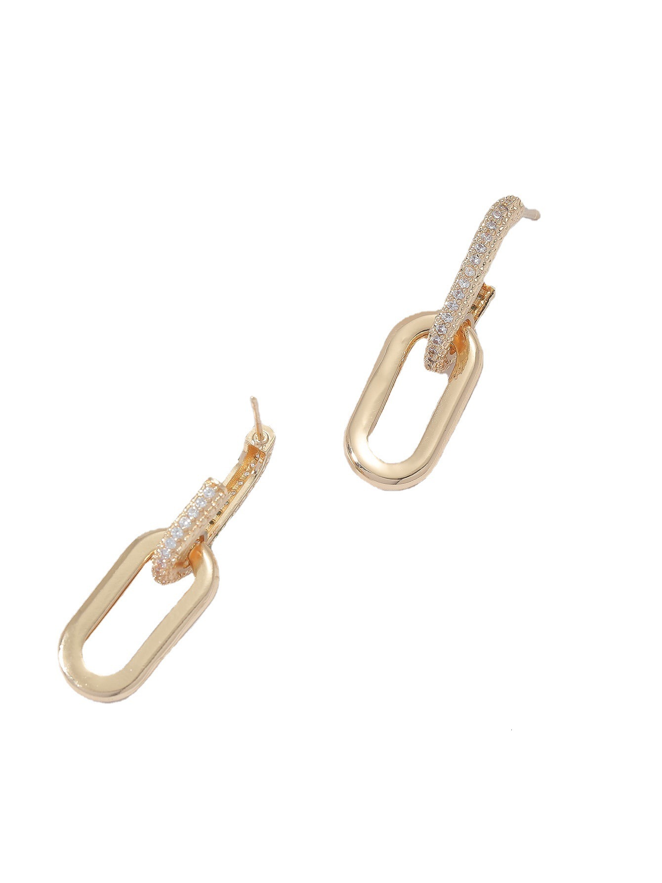 Original Minimalist Fashion Personality Copper Micro-inlaid Two-section Double-claspearrings Free Shipping Designer Luxury Jewelry Women's Access