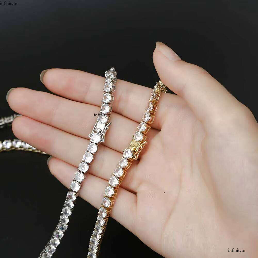 NUOYA 4MM Hip Hop Zircon Full Dia Iced Out Tennis Chain Bracelet Gold Plated Jewelry