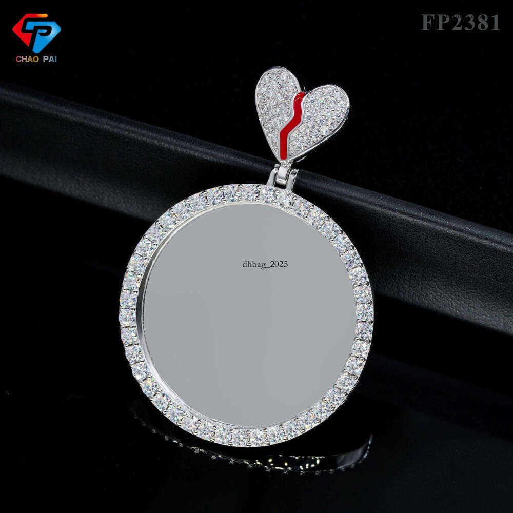 DIY Photo Memory Frame Heart Oil Drop Round Sier Moissanite Men and Women Commemorative Pendant