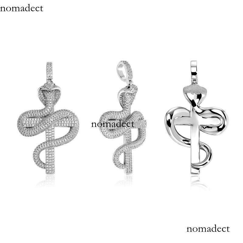 Unique Animal Pendant Simple Metal Texture Cobra Cross Necklace Jewelry