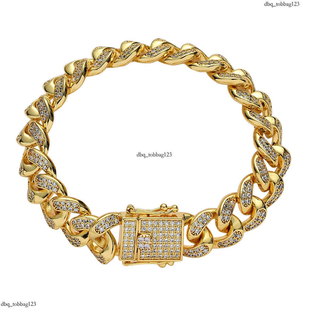 High-Quality HipHop Jewelry Pave Zircon 12mm Cuban Vacuum Plating Bracelet