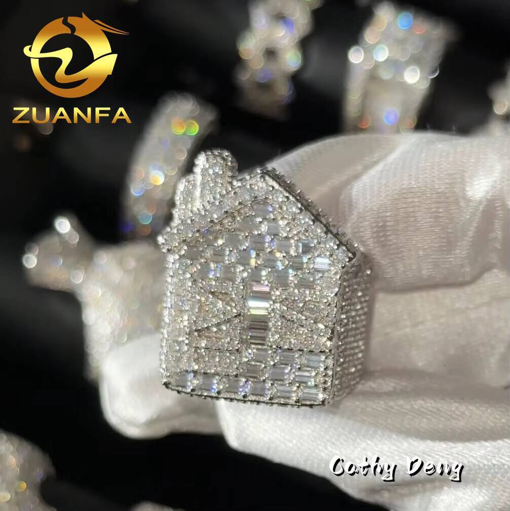 Ready to Ship Iced Out Jewelry Moissanite Hip Hop Ring 925 Sterling Silver Men Diamond Ring Pass Diamond Tester