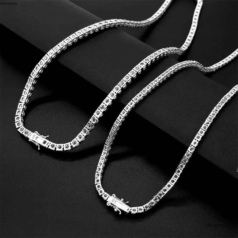 Hot Selling Sterling Sier Moissanite Tennis Chain Hip Hop Style Necklace