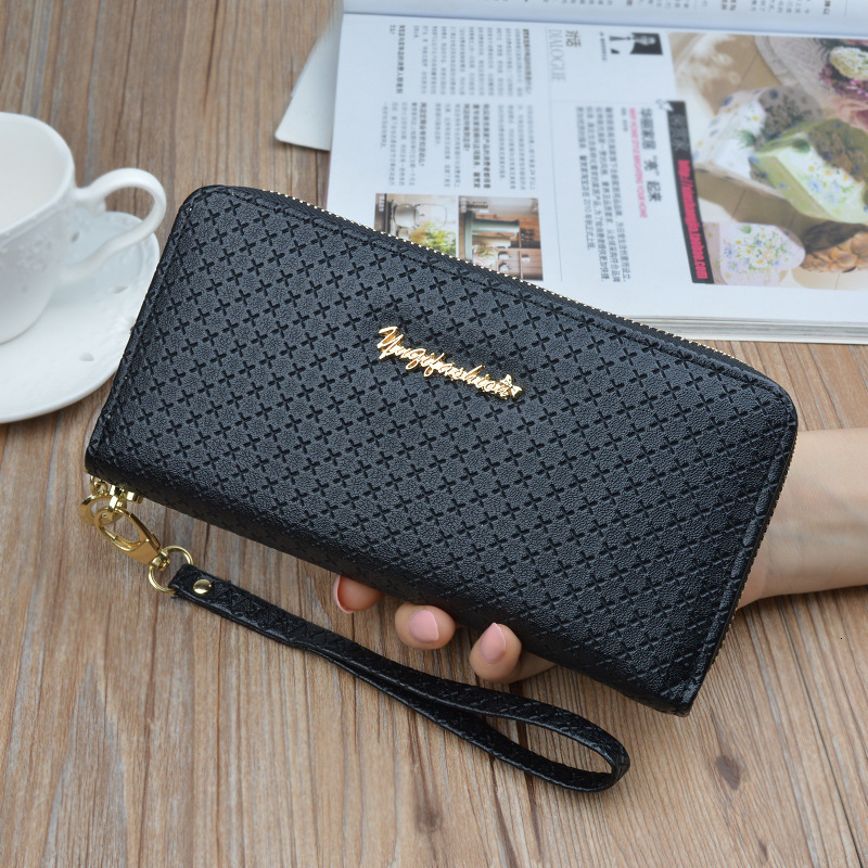 New Women's Wallet Long Zipper Clutch Fashion Luxury Bag Designer Bag Plaid Soft Leather Large Capacity Coin Purse Phone Bag