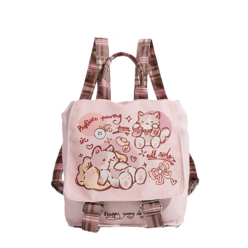 Student Party Large Capacity Cute Canvas Backpack Casual Double Shoulder Bag ddmymoon