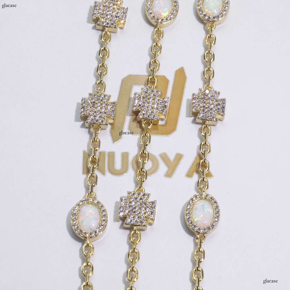 Opal Cross Trendy Jewelry Hip-Hop Accessories Versatile High-End Moissanite chain Necklace