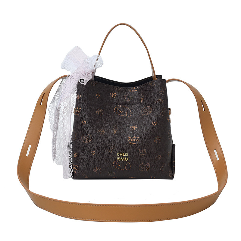 New Women's Cartoon Cylinder Bag Designer Bag Fashion Versatile Handbag Cross-border Wholesale Shoulder Bag Luxury Bag Simple Retro Crossbody Bag