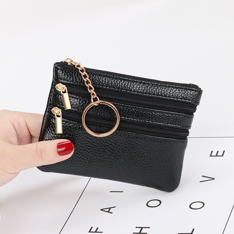 Wholesale Women's Luxury Bag Short Genuine Leather Wallet Multi-functional Driver's License Card Holder Soft Leather Key Bag Zipper Bag