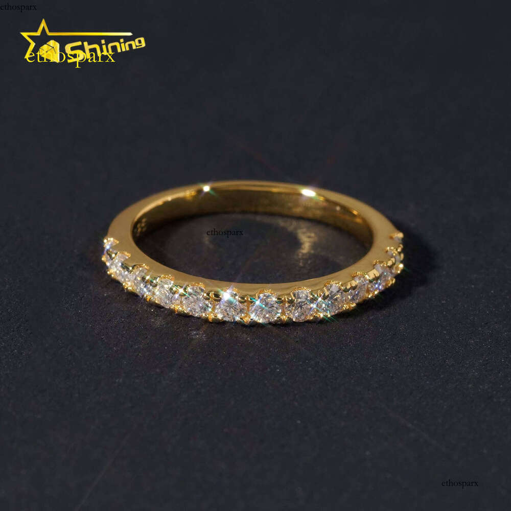 Pass Tester Gold Plated Semi-Eternity 2.2mm Wedding Silver Engagement Gold-Containing Stone Ring