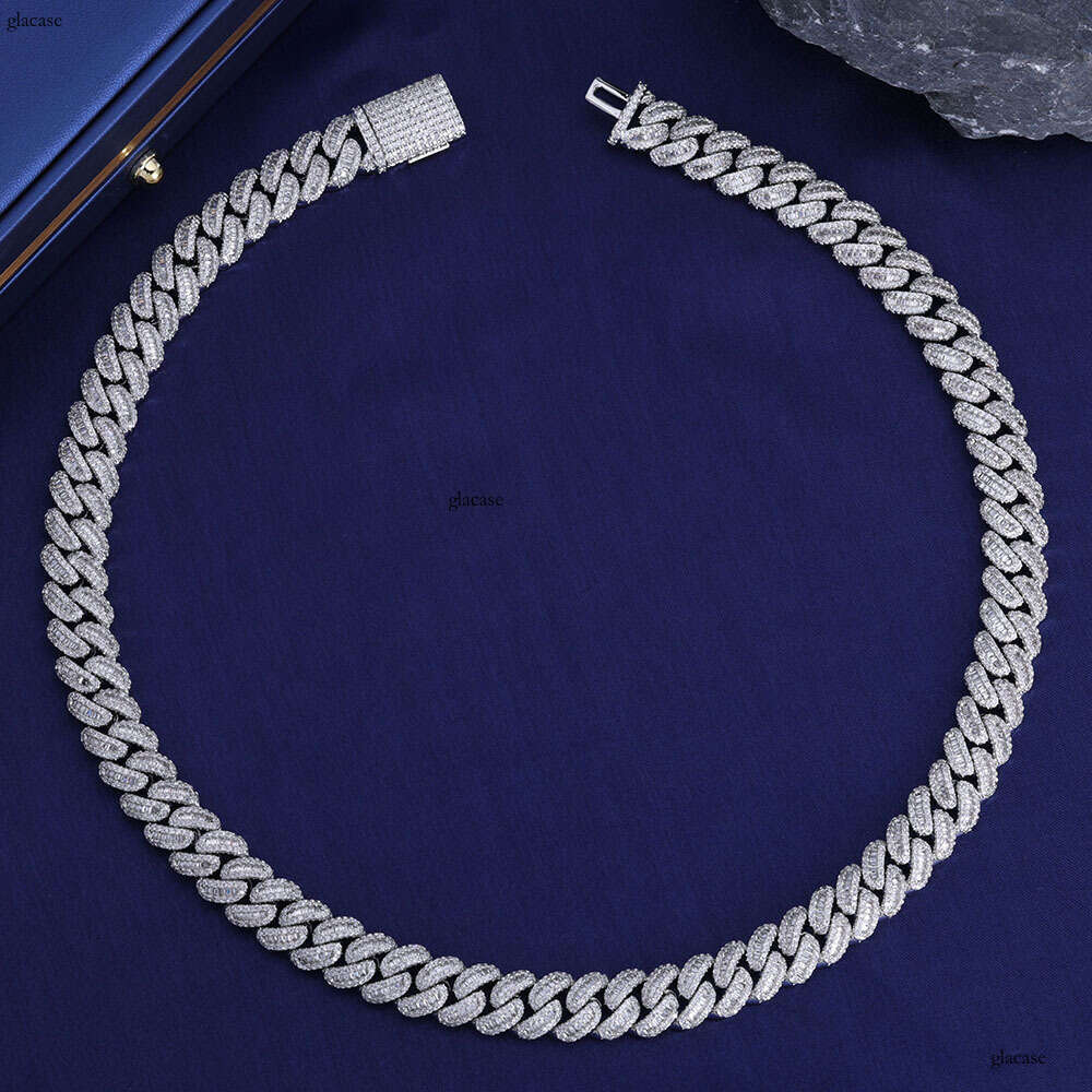 Hip Hop 12mm Mixed Inlay T Cubic Moissanite chain Cuban Chain Jewelry Accessories Men's Necklace