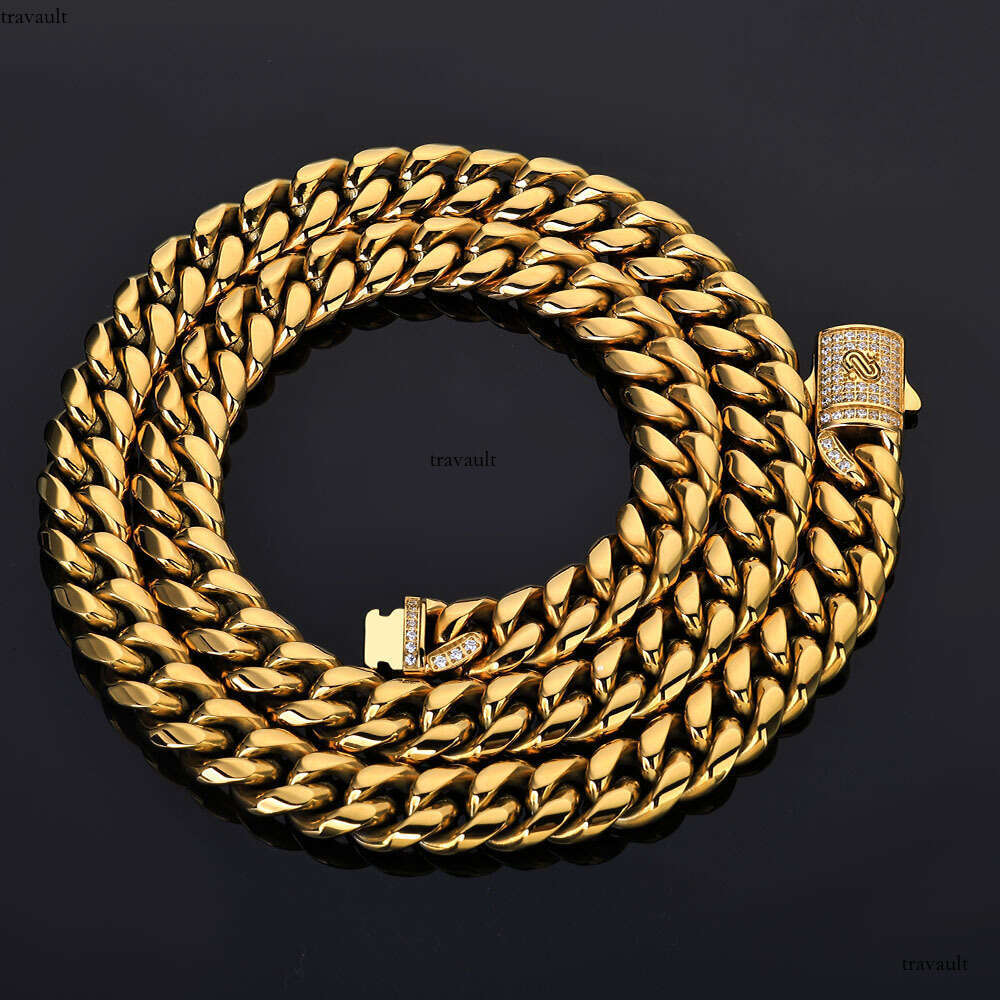 Hip Hop Round Polished Cuban Chain Stainless Men's Necklace Trendy Versatile Titanium Steel Jewelry Accessory