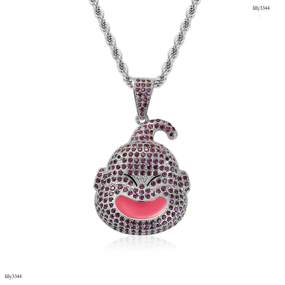 Dragon Ball Fat Buu Main Character Avatar Pendant Trendy Full Moissanite chain Colorful Necklace Hip-Hop Accessories