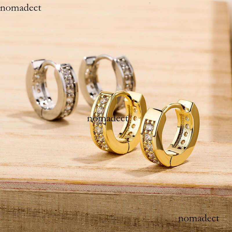 Geometric Round Micro Paved Zircon Earrings Personality Versatile Fashion Trend Buckle Ear Jewelry Accessories