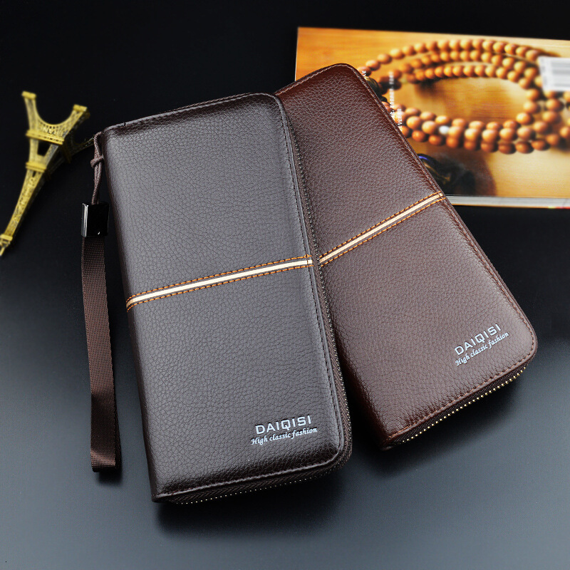 New Men's Wallet Long Zipper Clutch Luxury Designer Bag Bag Men's Money Clip Business Casual Large Capacity Soft Leather Wallet Phone Bag