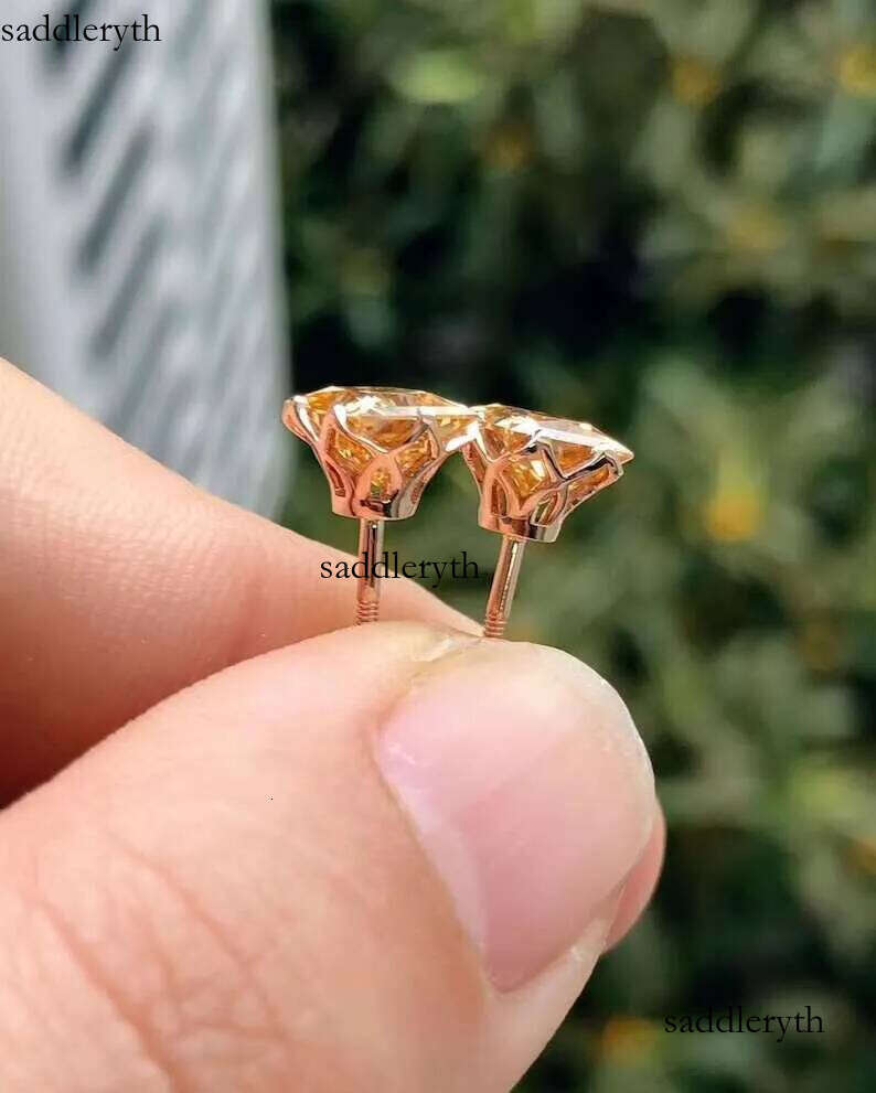 4TCW Yellow Square Radiant Cut Moissanite Stud Birthday Gift for Her Sterling Sier Pushback Earrings