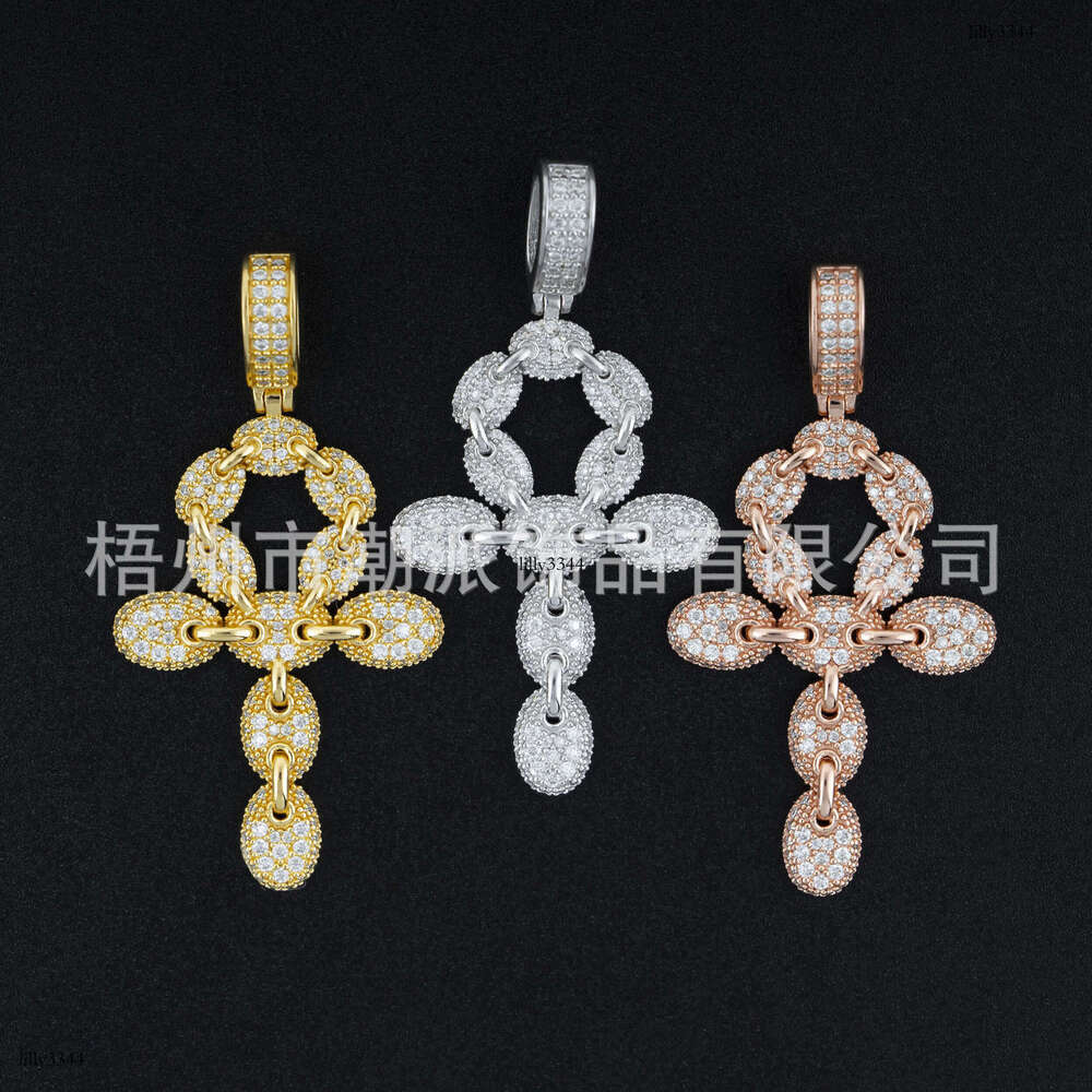 Hot Selling Full Sterling Silver Inlaid 5A Moissanite chain Cross Personality Hip Hop Jewelry Unisex Accessories Necklace Pendant