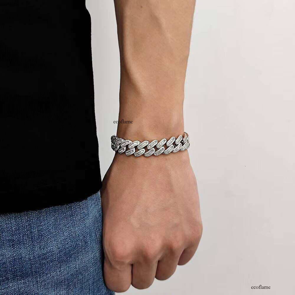Hip Hop Jewelry Gold Plated Iced Out Chain Micro Pave Shiny Dia Cuban Link Bracelet for Women