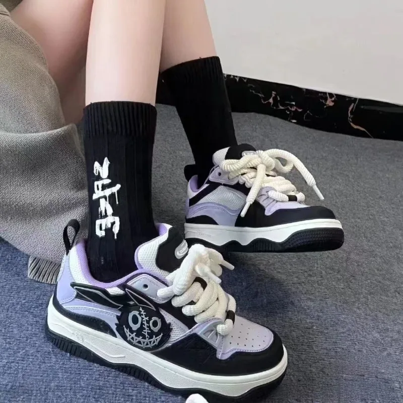 Autumn Fashion Women Sneakers Cute Rabbit Patchwork Breathable Platform Shoes Designer Black Purple Ladies Footwear women shoes Breathable Jogging Sne