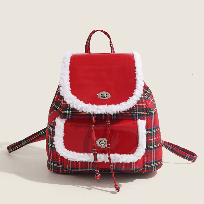 College Plush Soft Leather 2025 New Christmas Atmosphere Lamb Backpack ddmymoon