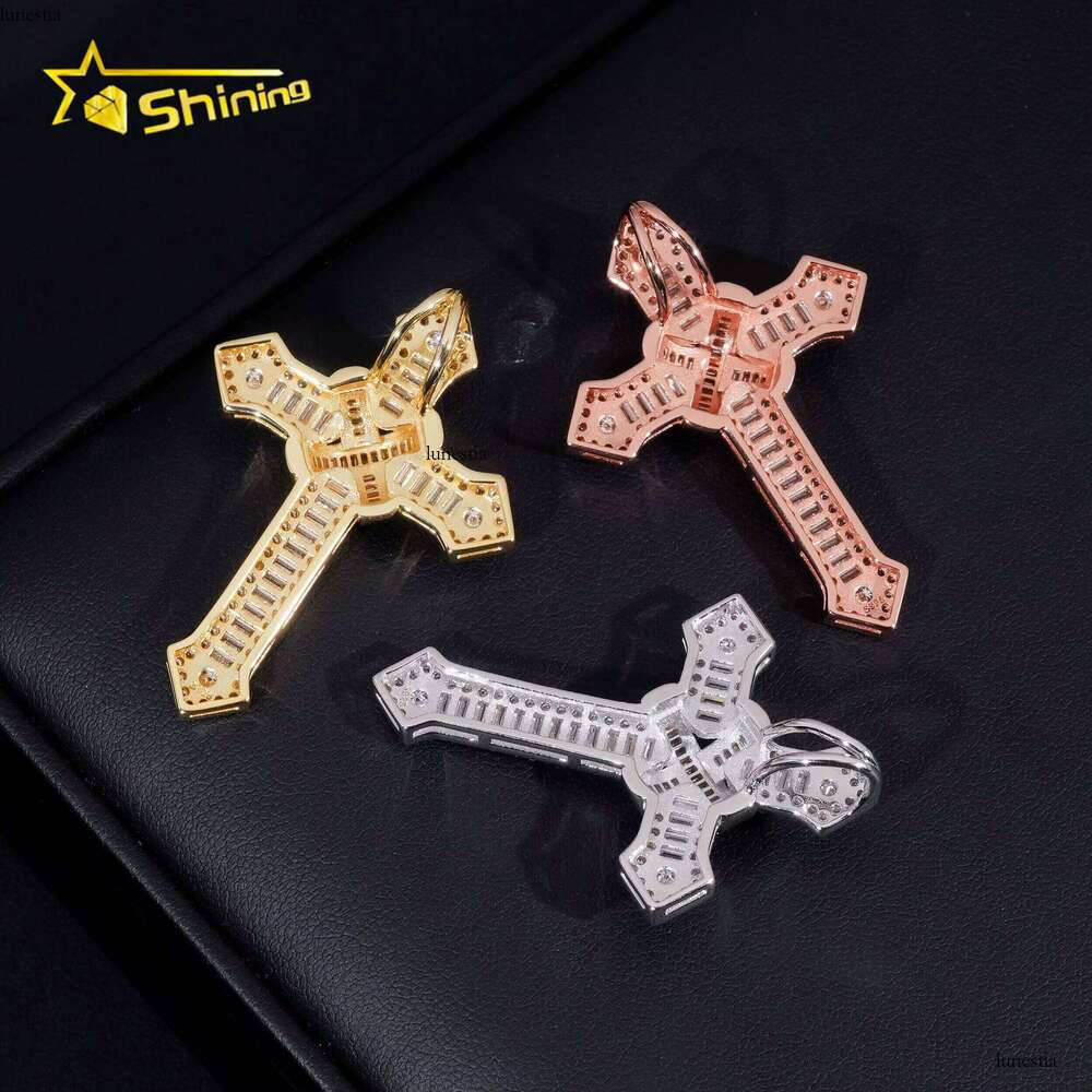 Pass Dia Tester New Design Top Quality Moissanite Hip Hop Jewelry Sterling Sier Cross Pendant