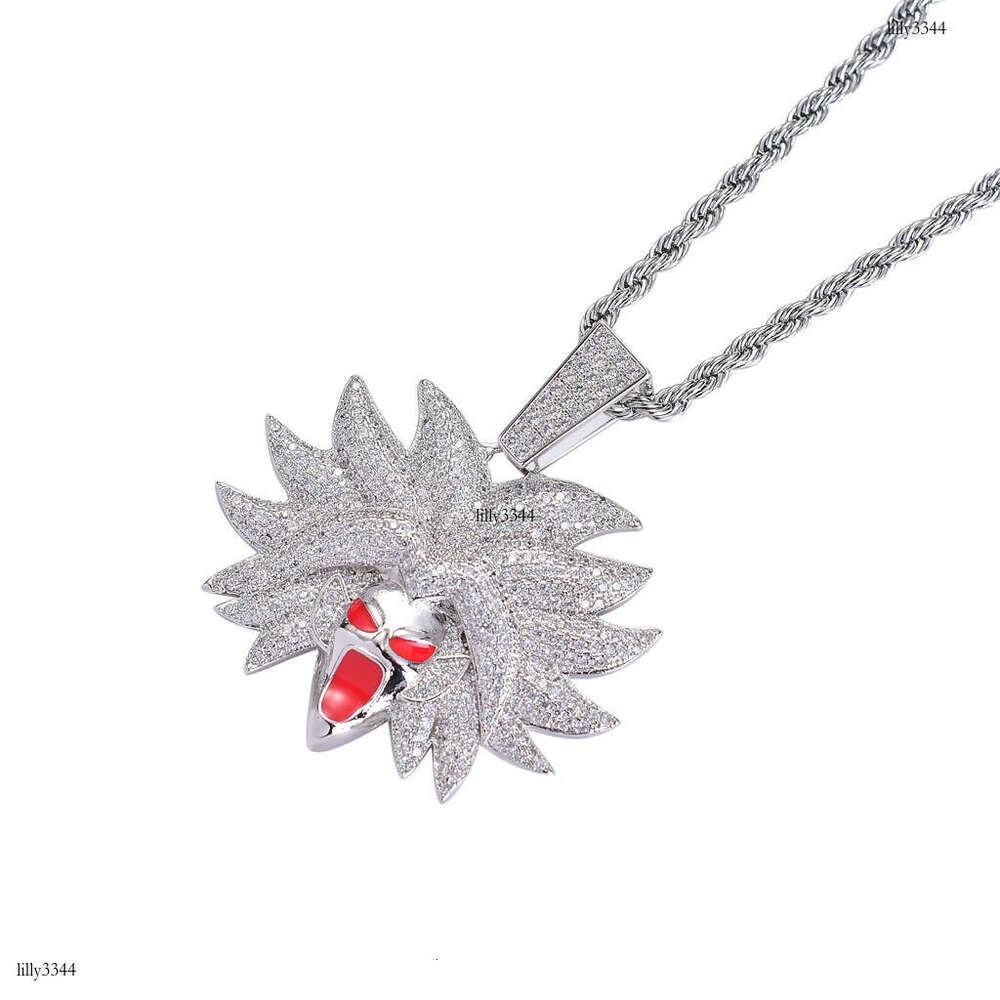 Necklace Dragon Ball Character Broly Avatar Trendy Full Moissanite chain Colorful Pendant Hip Hop Accessories