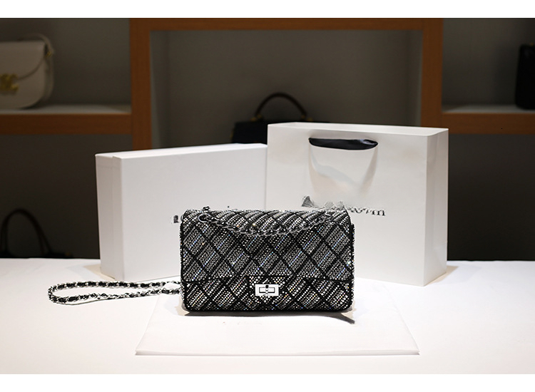 2025 New Women's Designer Handbag High End Style Diamond Bag One Shoulder Oblique Body Small Square Bag Inlaid With Diamond Women's Tiktok H