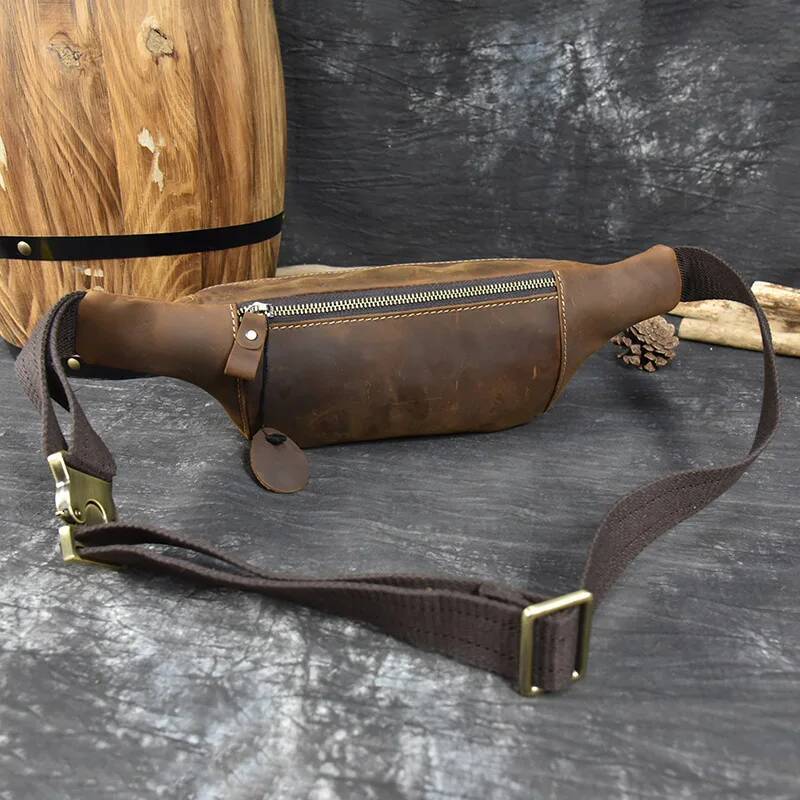 High Quality Men's Waist Chest Dual Use Crossbody For Man Male Sling Bag Belt Pouch Genuine Leather