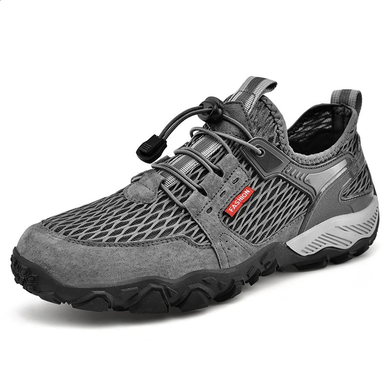 Men Soft Hiking Shoes Summer Breathable Mesh Sneakers Light Black Hike Footwear Walking Shoes Outdoor Shoes Climbing Shoes Male 250805