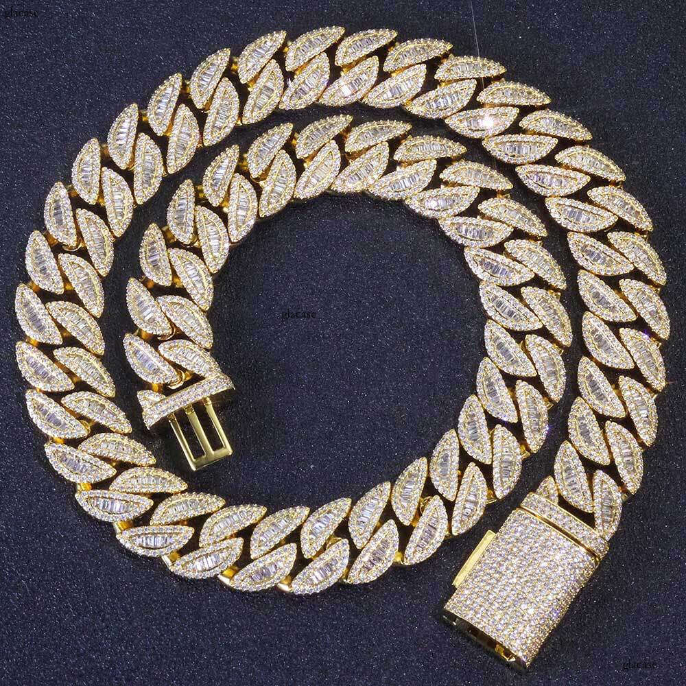 20mm Mixed Inlay T Cubic Moissanite chain Cuban Chain Hip Hop Jewelry High-end Accessories Men's Necklace